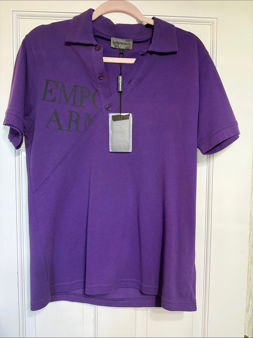 Emporio Armani Men’s Purple Logo-Print Polo